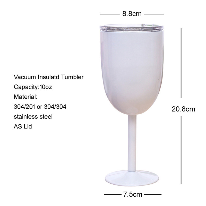 Metal Water Cups Stainless Steel 10oz Champagne Cocktail Wine Tumbler Sublimation Goblets