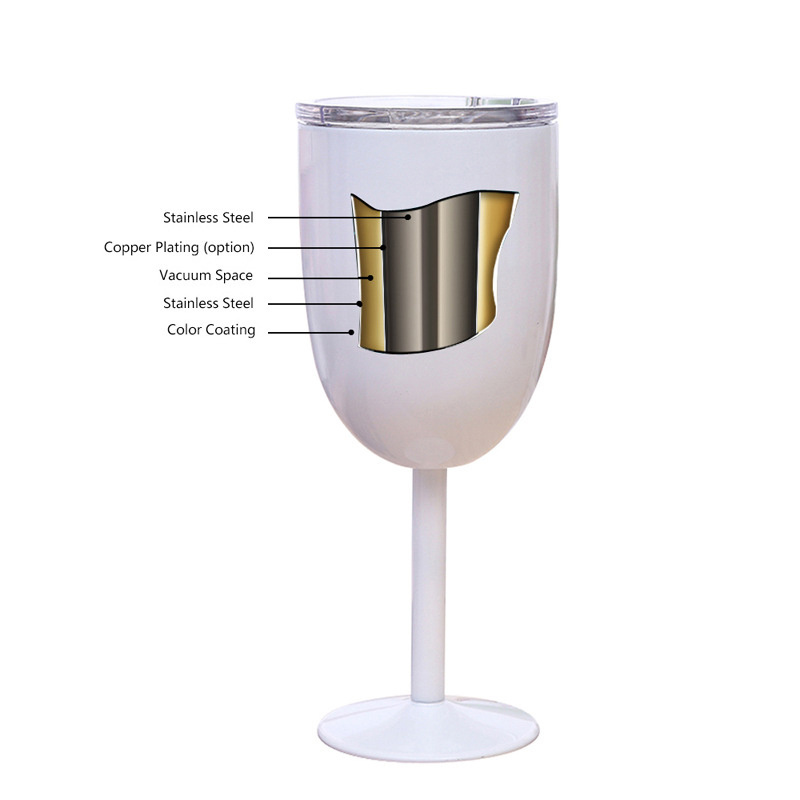 Metal Water Cups Stainless Steel 10oz Champagne Cocktail Wine Tumbler Sublimation Goblets