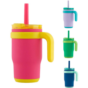 New Design Powder Coated Children Water Bottle Stainless Steel 14oz Tumbler with Handle