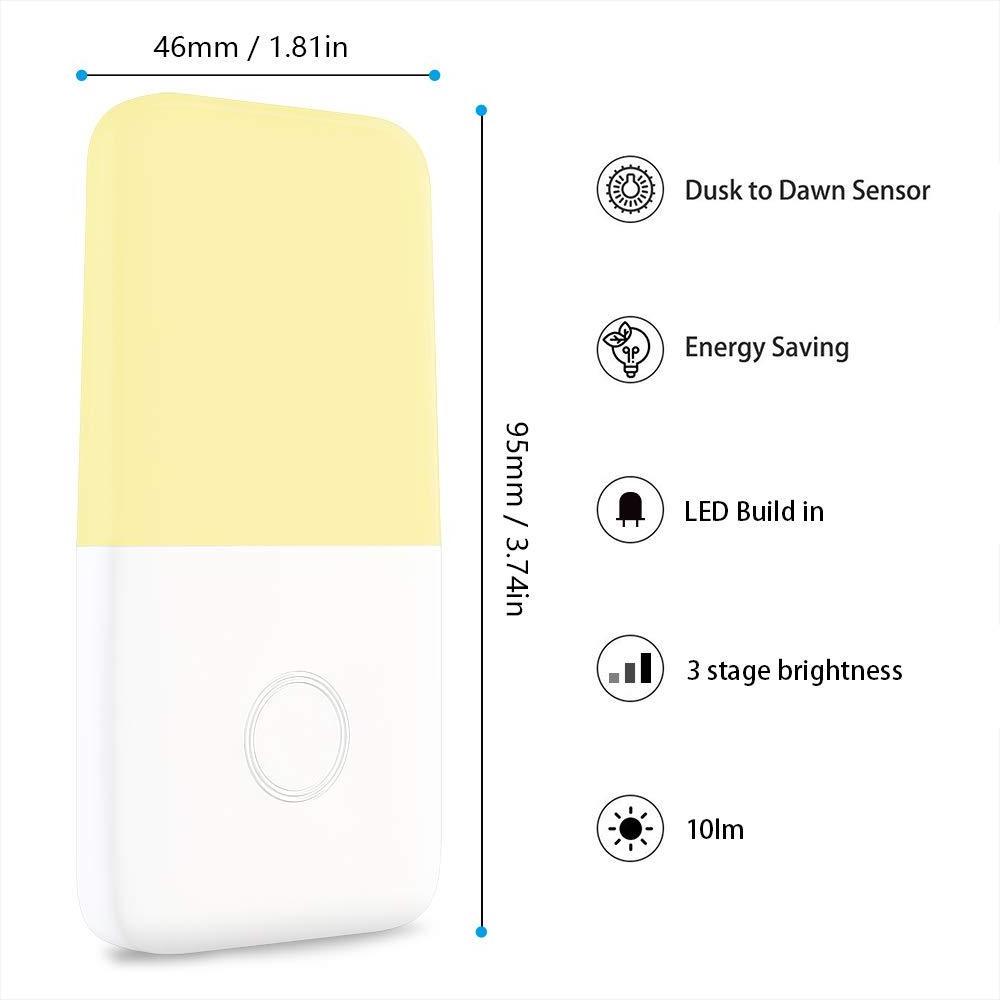 Plug in Night Light for Kids, Adjustable Brightness LED Nightlight with Auto Dusk to Dawn Sensor, Dimmable Lights for Hallway,