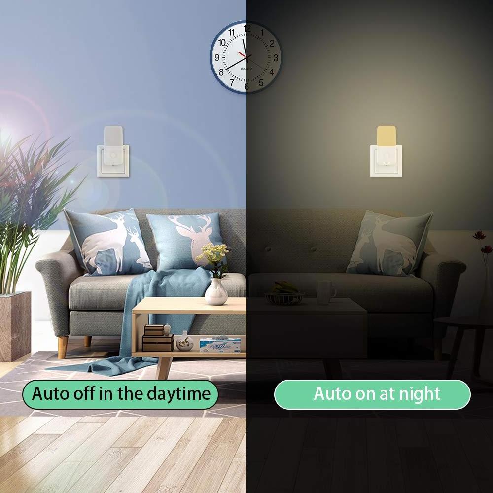 Plug in Night Light for Kids, Adjustable Brightness LED Nightlight with Auto Dusk to Dawn Sensor, Dimmable Lights for Hallway,