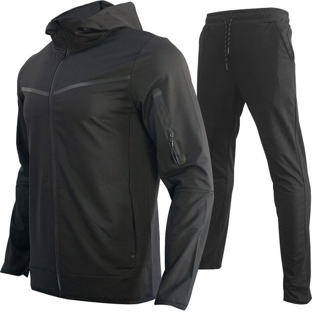 New Arrival OEM Branded Tech Fleece Double Hooded Track Suits 100% Polyester Zipper Breathable Sports Outwear Tracksuits