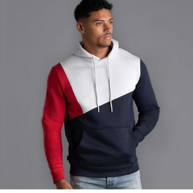 Men's High Quality Casual Blank Splice Colors Pullover Long Sleeve Hoodie OEM Split Colors 100% Cotton Fleece Comfort Hoodies