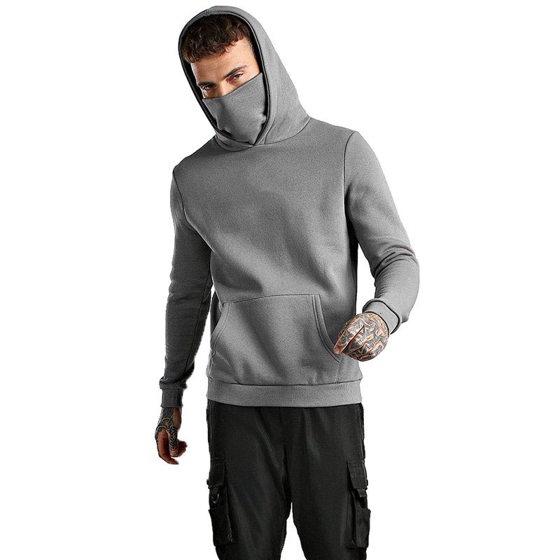 Face Mask Ninja Hoodies Men's Custom Pullover Long Sleeve Warm Plus Size High Quality Grey Ski Mask Hoodies & Sweatshirts