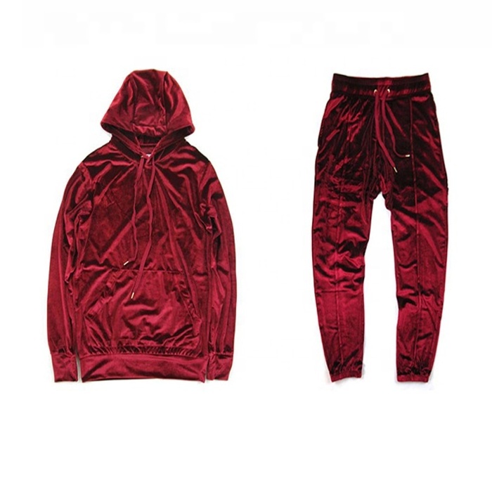 Velvet Tracksuit men in Jogging & Training Wear Wholesale Blank Burgundy Sports wear Stylish Velour  Tracksuit For Mens