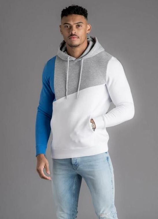 Men's High Quality Casual Blank Splice Colors Pullover Long Sleeve Hoodie OEM Split Colors 100% Cotton Fleece Comfort Hoodies