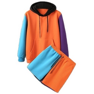 Tracksuits Men's Custom Color Block Hoodie & Short Sets OEM Multi Color Two Pieces Boy's Training Wear Running Jogging Suits