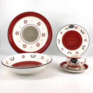 new design 30pcs Hand Painting stoneware Dinner Set