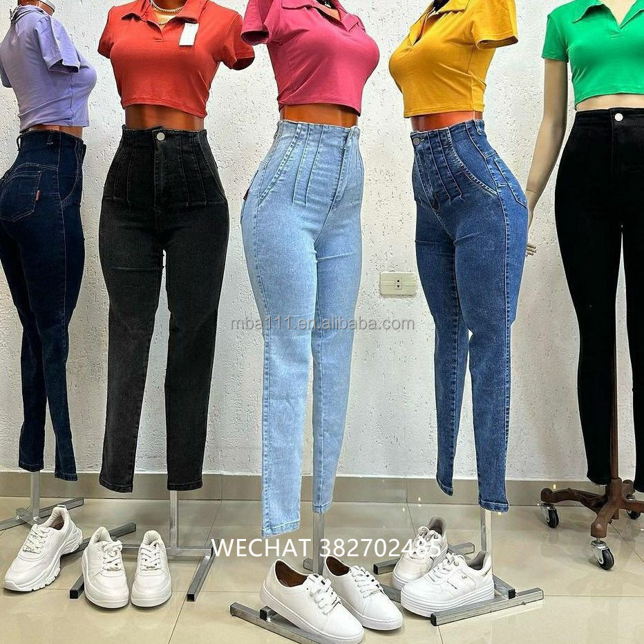 Women Jeans Fashion Quality Women Zipper Back Pocket Jeans Washed Damaged Japanese Denim Factory Drop Ship Chino Pants