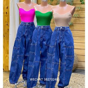 Women Jeans Fashion Quality Women Zipper Back Pocket Jeans Washed Damaged Japanese Denim Factory Drop Ship Chino Pants