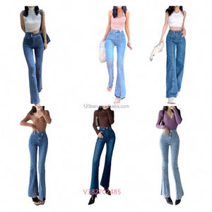 2023 New Arrivals High Quality Sexy Women's Denim Pants & Trousers Zipper Fly Regular Fit Custom High Waist Flared Women Jeans