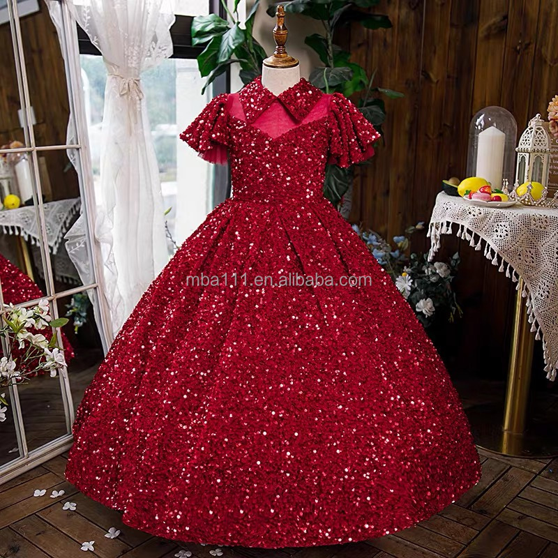 Christmas dress Children'S Host Piano,Costumes Little Girls' Birthday Flower Party Princess Dress Summer For Kids