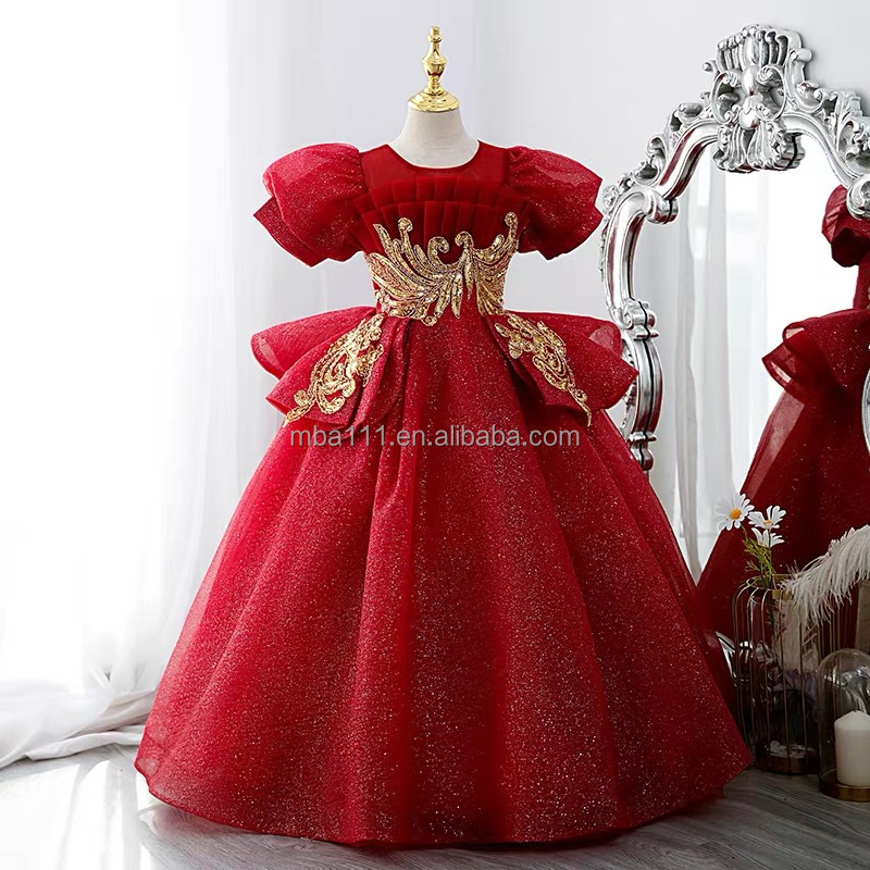 Christmas dress Children'S Host Piano,Costumes Little Girls' Birthday Flower Party Princess Dress Summer For Kids