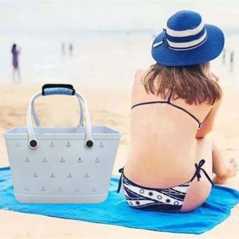 EVA Beach New Tote Fashion Rubber Waterproof Large Open Beach Hand Bag Wholesale Jelly Handbag