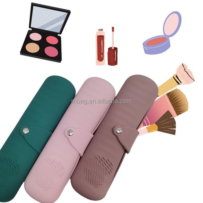 Silicone Cosmetic Make up Bag Cover Case for Size Toiletries Small blush  Eyebrow Pencil Holder