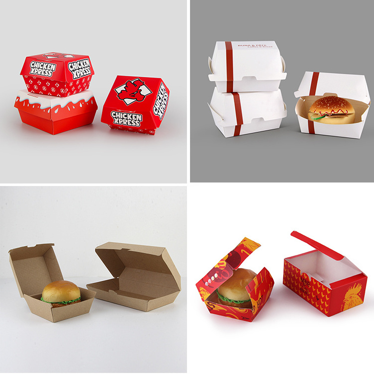 Disposable takeaway french fries paper box food packaging custom chicken wing burger boxes take out fast food box container