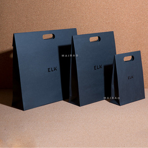 Wholesale Clothing Perfume Packaging Jewelry Gift Shopping Paper Bag Custom Logo Luxury Black Modern Die Cut Unique Paper Bags