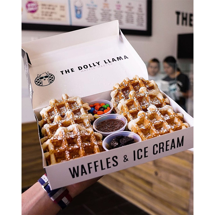 Custom Logo Donuts Cookie Waffle Packaging Box Disposable Sweet Dessert Paper Box Food Packaging Shawarma Pasta Take Away Boxes