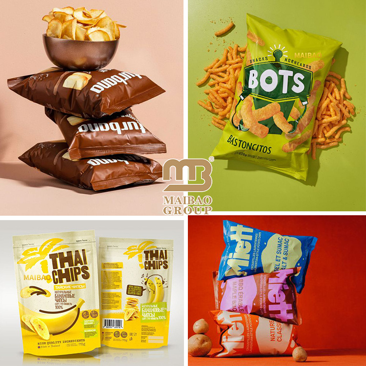 Custom Printed Logo Aluminum Foil Plastic Corn Chip Packaging Bag Heat Seal Banana Popcorn Potato Tortilla Snack Food Pouch Bags