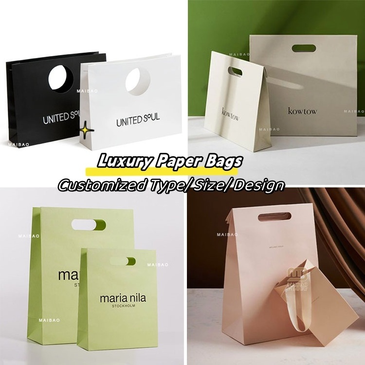 Wholesale Clothing Perfume Packaging Jewelry Gift Shopping Paper Bag Custom Logo Luxury Black Modern Die Cut Unique Paper Bags