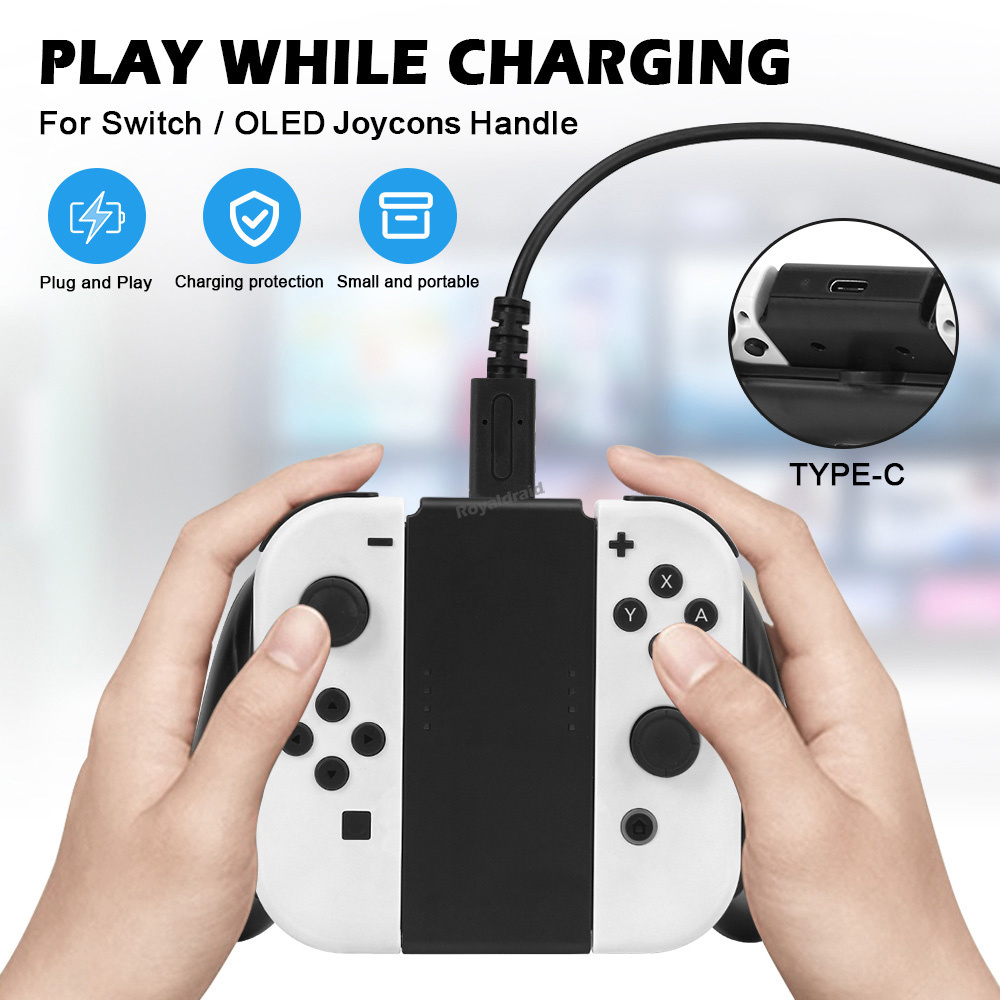 New Game Controller Charging Dock Grip Left & Right Gamepad Charger Stand For Nintend Switch/OLED Joycons Handle With USB Cable