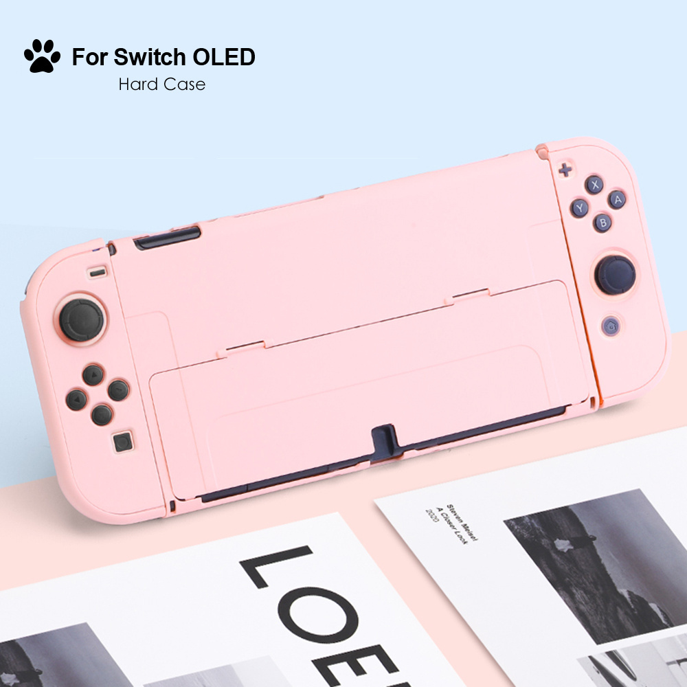 Pink Hard Shell Pu Protection Carry Bag Accessories Storage Pouch Case Bracket Strap for Nintendo Switch Oled Cover