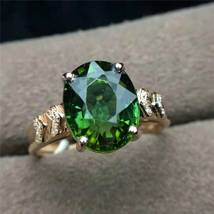 Hot Selling Golden Supplier 18K Gold Jewelry Lucky Green Stone Finger Ring