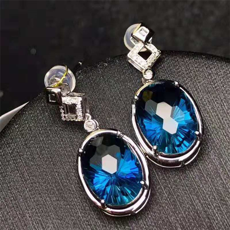 us jewelry 18k gold South Africa real diamond natural topaz stud earrings for women paved stud earring