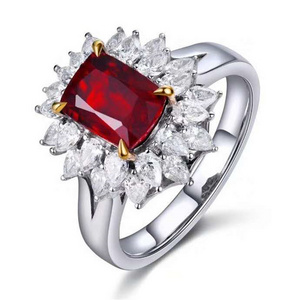 SGARIT Dubai Au750 Gold 18k Real Gemstone Jewelry  Lady Engagement Ring 3.01Ct Pigeon Blood Red Unheated Natural Ruby Ring