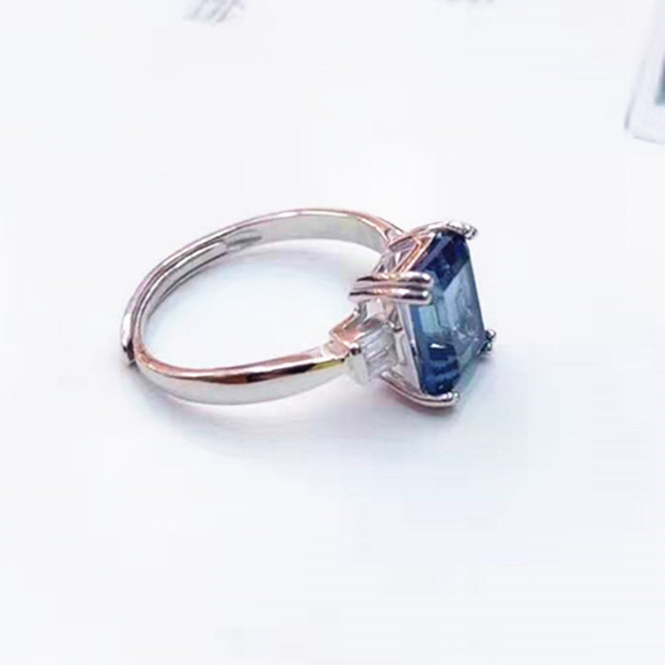 new arrival fashion crystal jewelry women 925 sterling silver 18k white gold plated 7x9mm natural tanzanite blue topaz ring