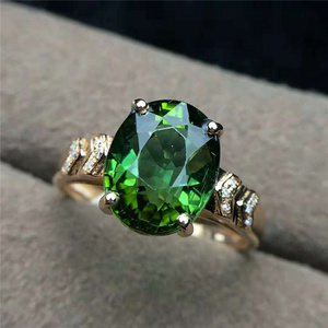 Hot Selling Golden Supplier 18K Gold Jewelry Lucky Green Stone Finger Ring