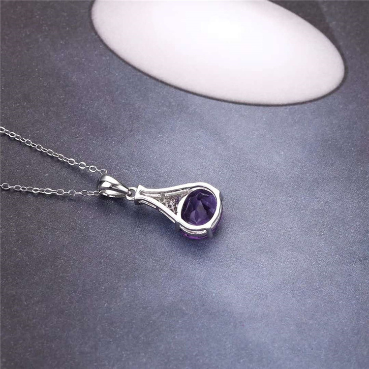 Key Chains Pendant Necklace Charm 925 sterling silver natural amethyst pendant dropshipping jewelry crystal pendant  Beads