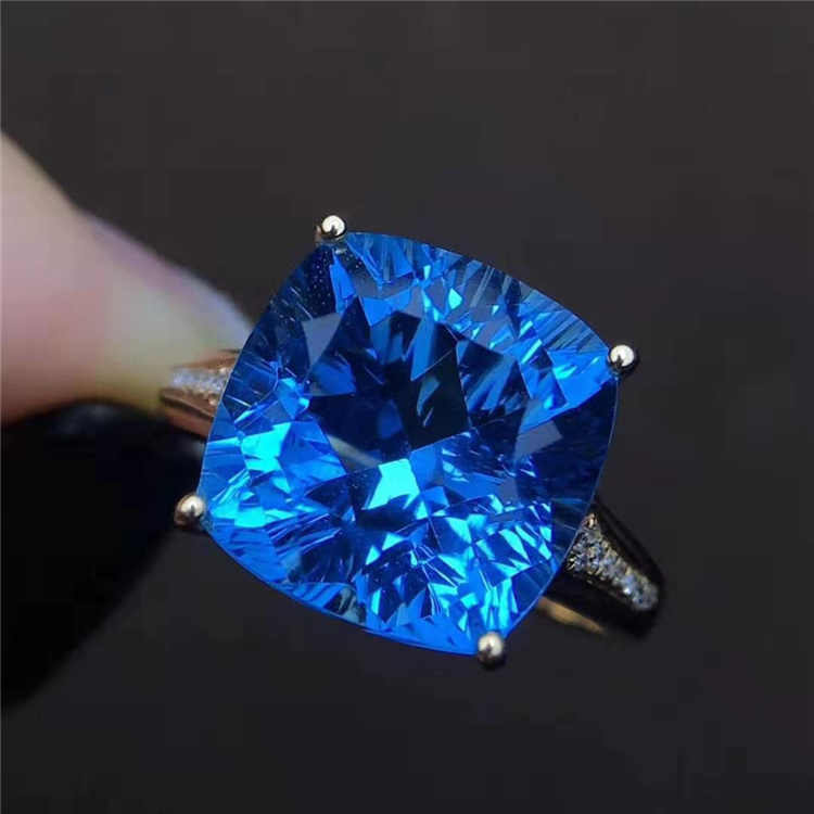 luxury jewelry box 18k gold puzzle ring 18k gold South Africa real diamond natural topaz ring for women sports championship ring