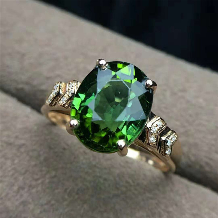 Hot Selling Golden Supplier 18K Gold Jewelry Lucky Green Stone Finger Ring