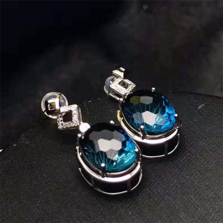 us jewelry 18k gold South Africa real diamond natural topaz stud earrings for women paved stud earring