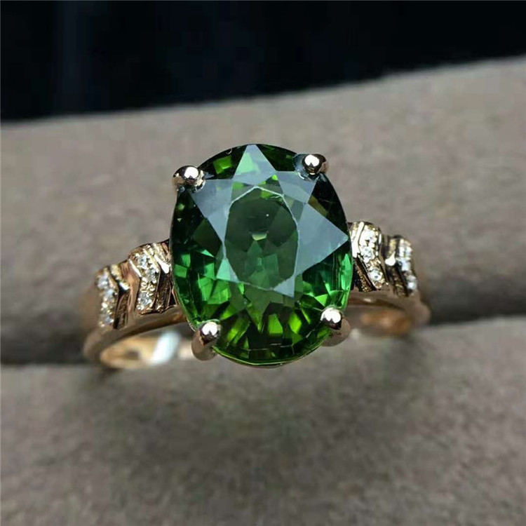 Hot Selling Golden Supplier 18K Gold Jewelry Lucky Green Stone Finger Ring