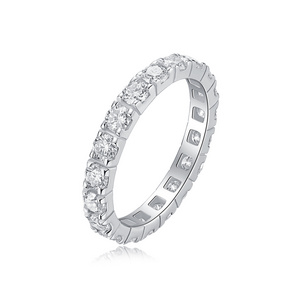 SGARIT Jewelry S925 Silver Moissanite Eternity Ring 18K White Gold Plated 1.9CT Total 3.0mm Diamond Wedding Engagement Ring