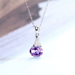 Key Chains Pendant Necklace Charm 925 sterling silver natural amethyst pendant dropshipping jewelry crystal pendant  Beads