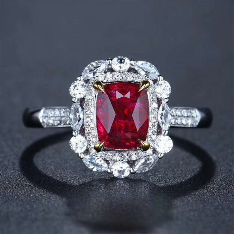 SGARIT high quality unheated stone jewelry with price 1.61ct pigeon blood red unheated natural ruby ring 18K gold