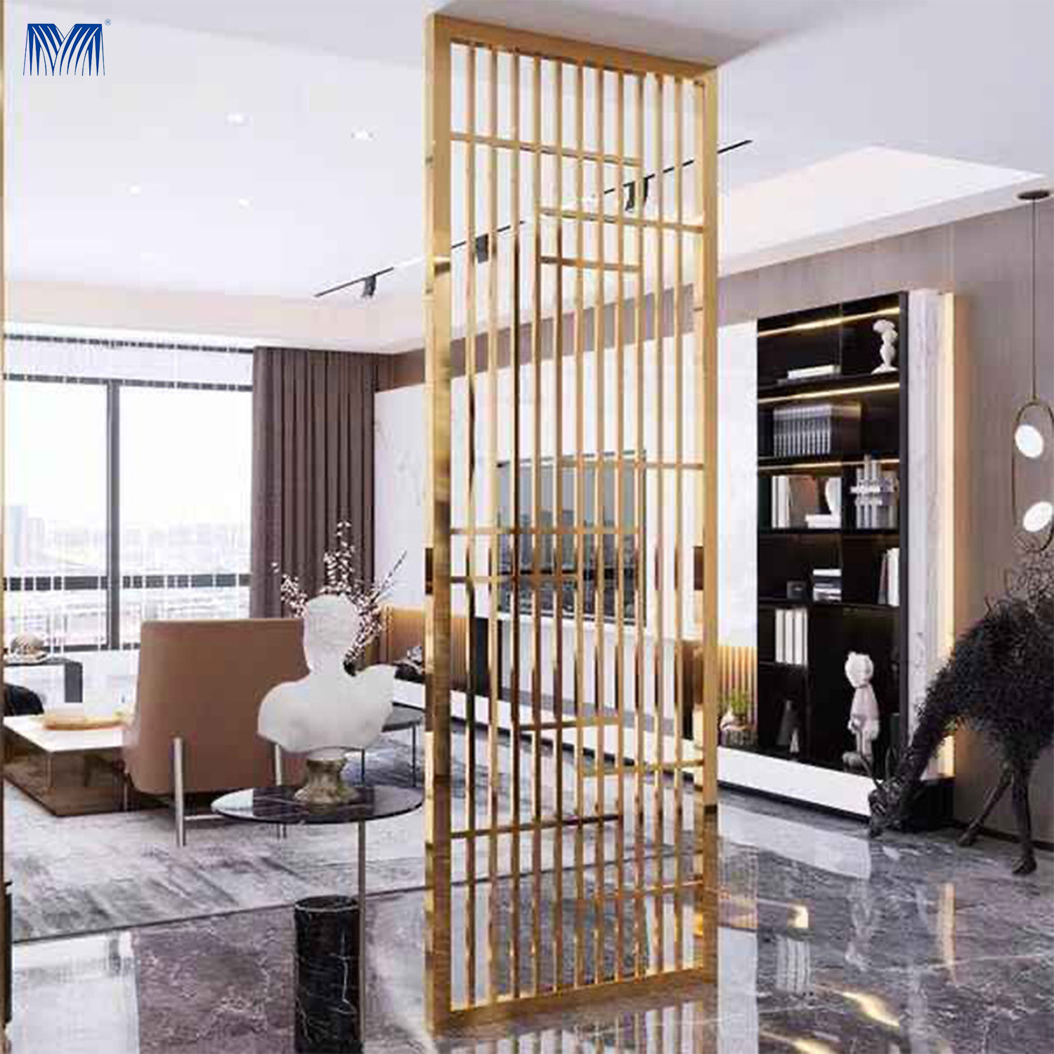 Pipe waterproof outdoor hanging screen movable partition floor to ceiling panels wall dividers for home mirror room divider