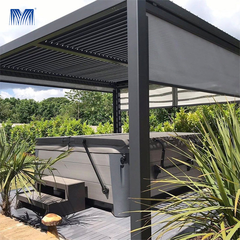 Western jardins pergola attached 10x12 4x3 motorised outdoor modern aluminium louvre used sale sliding roof spa floor for gazebo