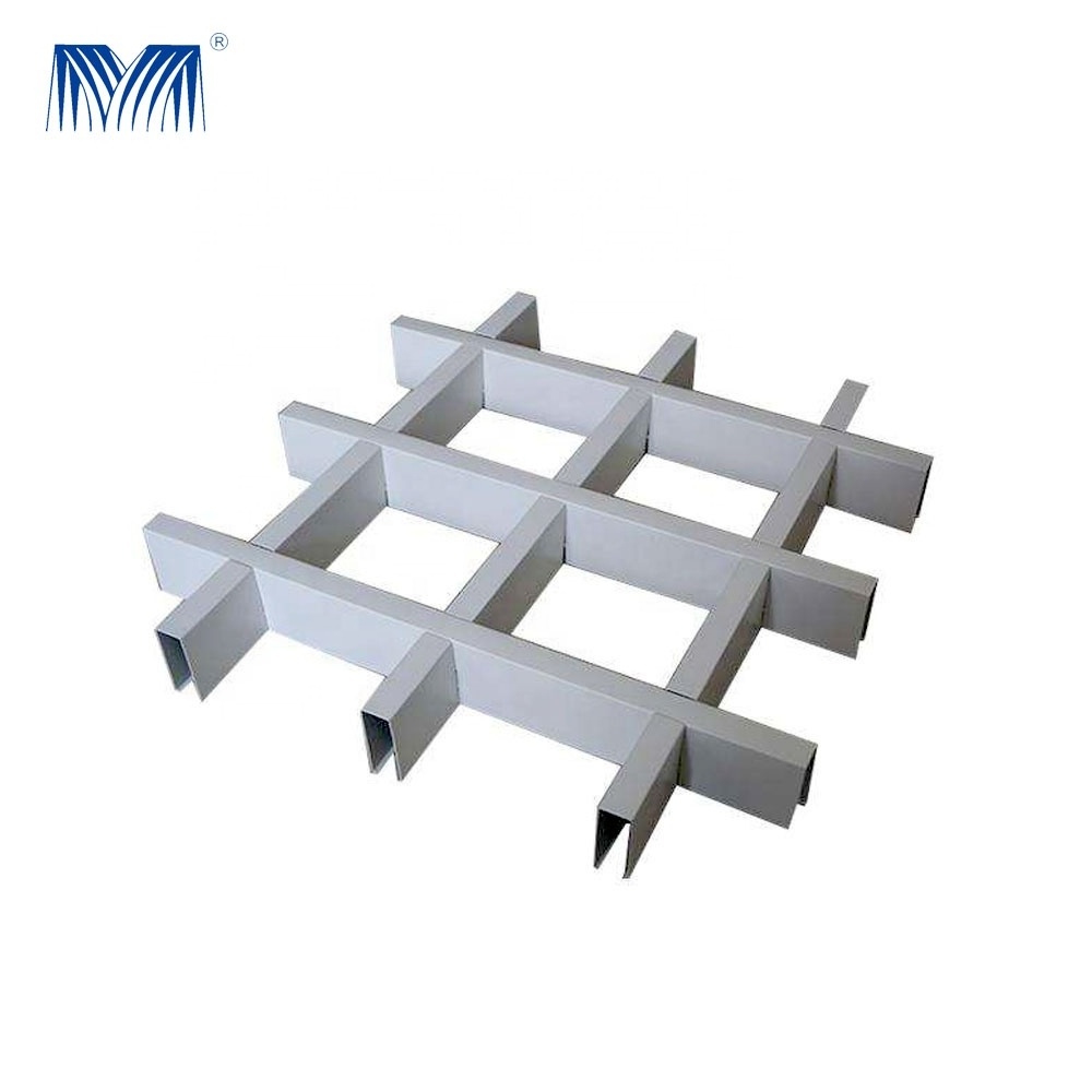 Curtain wall alloy  al grid acoustic baffle tile 600x600 zinc wood ceiling decor u baffle aluminium strip ceiling panel