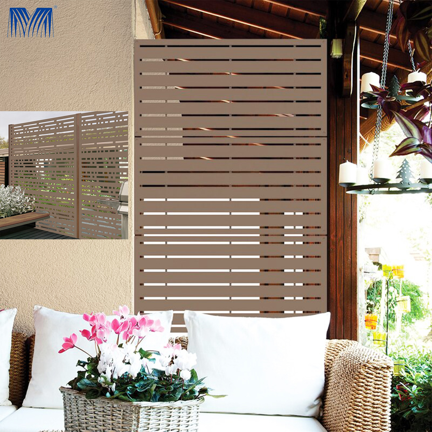 Chain cattle cast iron black beach privacy  rolls bamboo balcony backyard artificial slat panels aluminum profile for fence