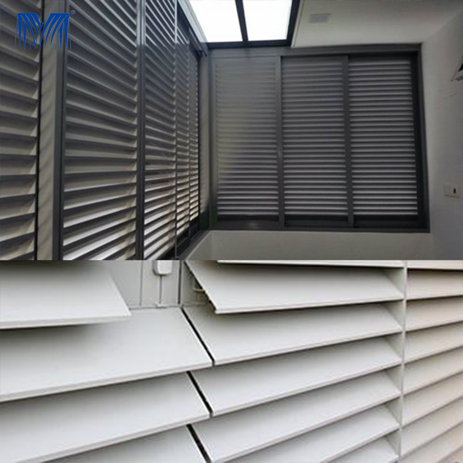 Aluminum blinds and single door gate design window parts outdoor shutters 9' x 9' louvered pergola metal sheet louver roof