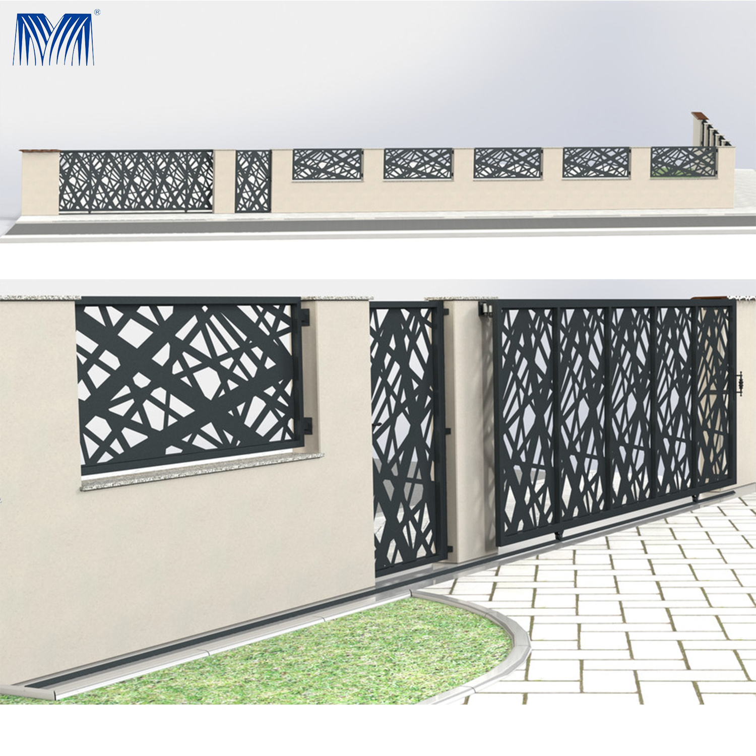 Used  aluminium slat decorative villa vynl fencing fences and gates for houses composite outdoor metal panel fence