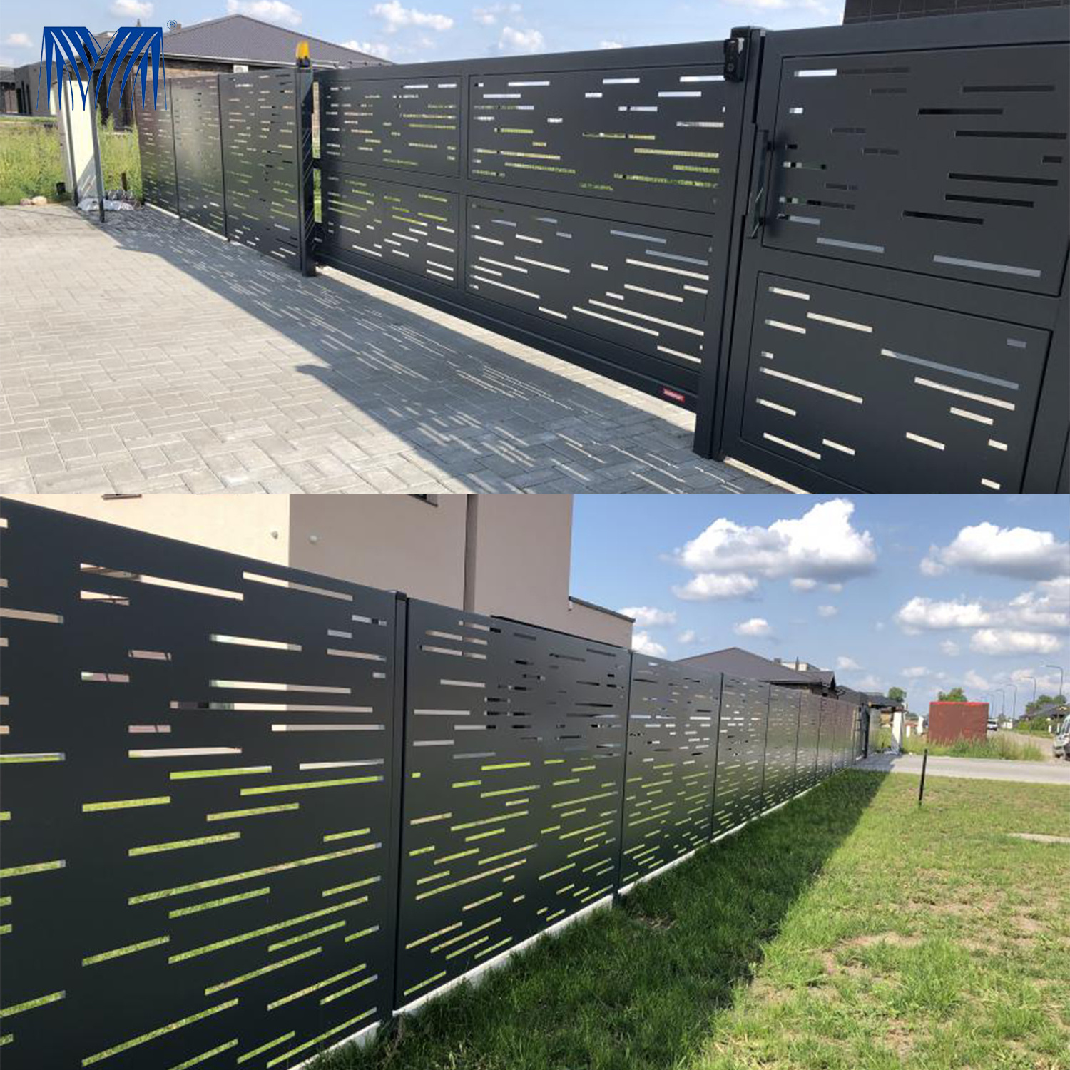 Wall laser cut privacy fencing decorative garden 6x8 vinyl fencing 6ft black  4ft 3ft panels 3 rail aluminum black fence