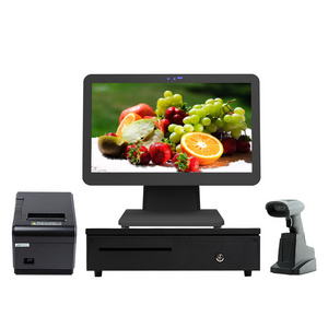 15.6 inch Android/Windows 10 all-in-one fiscal electronic cash register pos scanner hardware system machine desktop computer