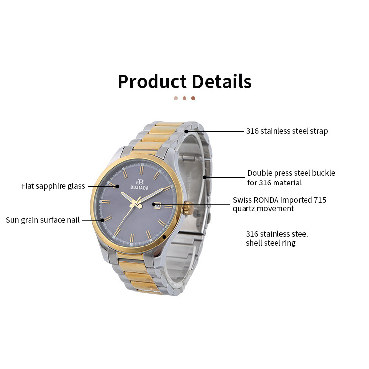 Custom Watch Sports Gold Simplicity Mens Quartz Watches Brand Luxury Stainless Steel Strap Wrist Waterproof Watches