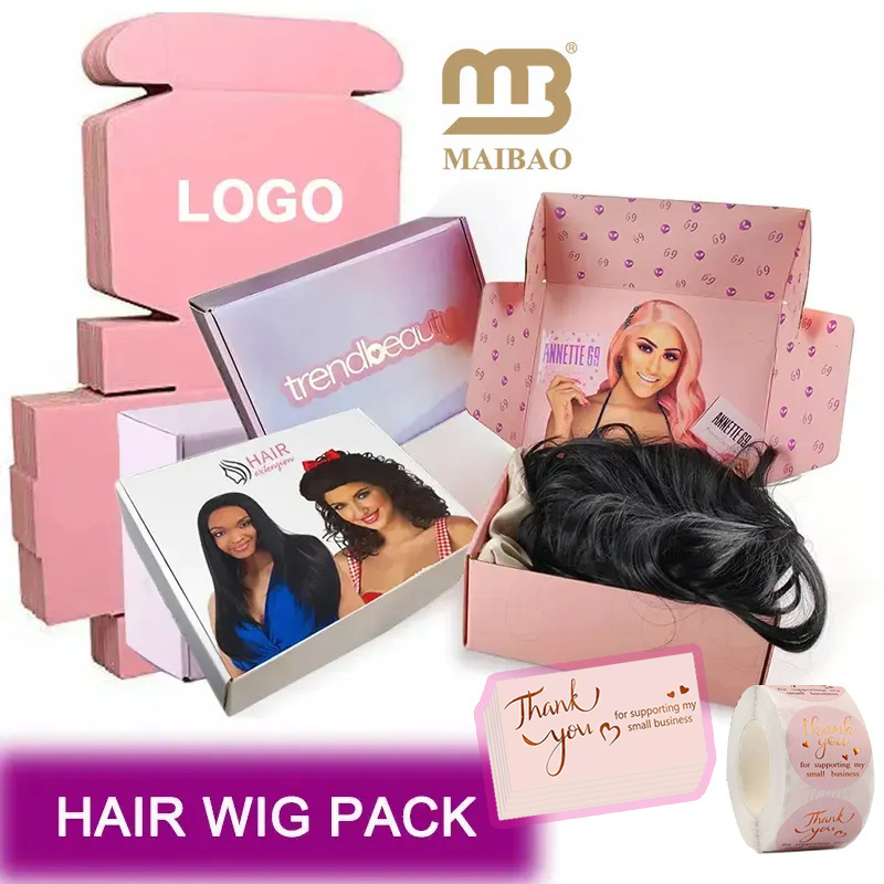 Custom Logo Print Jewelry Shipping Boxes Zipper Tear Strip Magnetic Luxury Gift Paper For Wigs Hair Extension Beauty Packaging