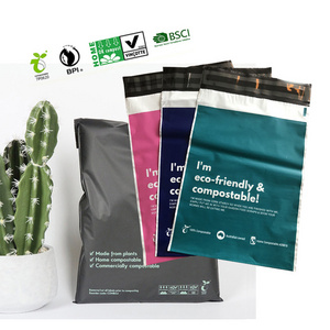 Custom logo Plant based compostable black poly mailers shipping envelopes biodegradable plastic express courier mailing bags